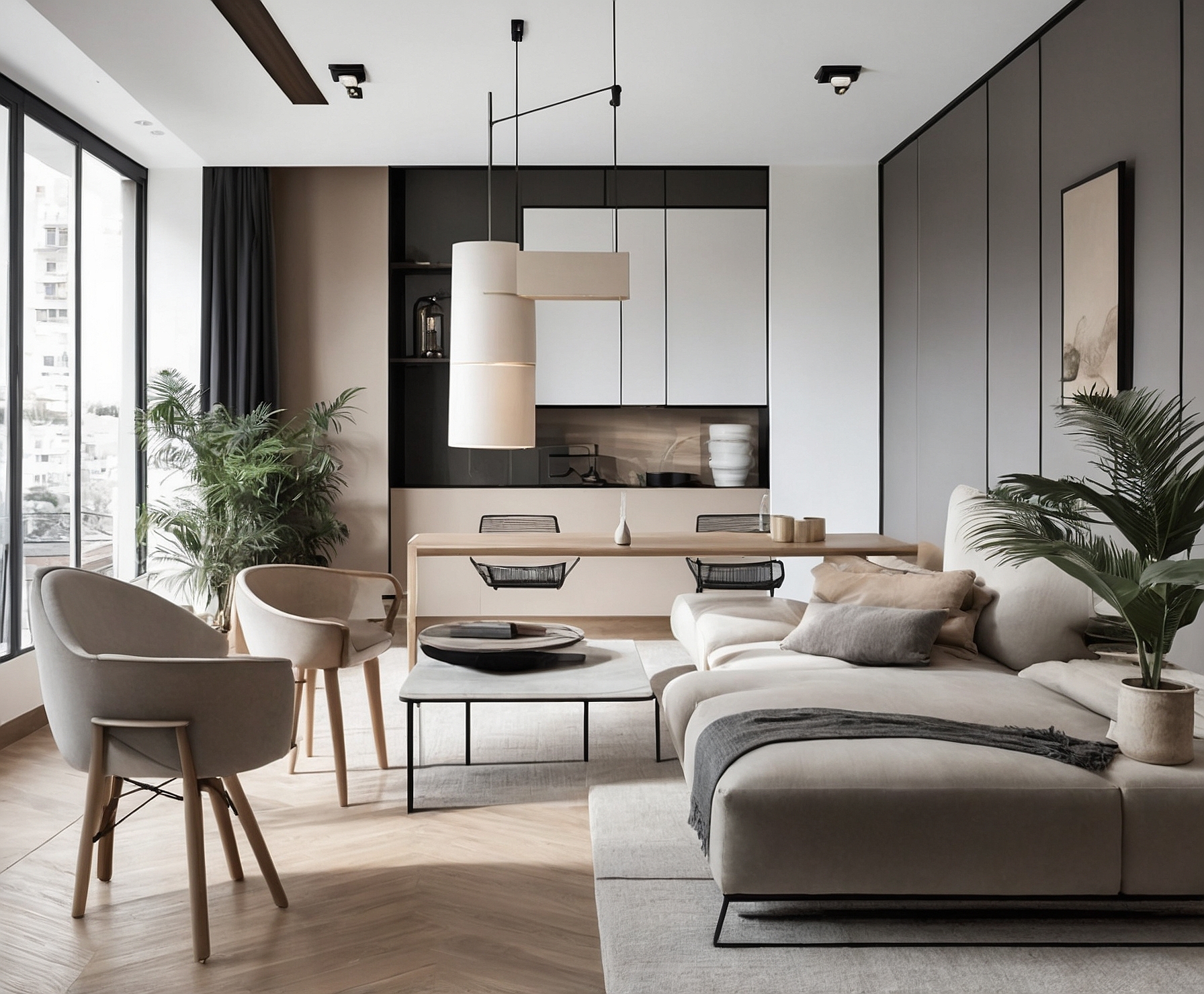 Renovación elegante de apartamento urbano moderno